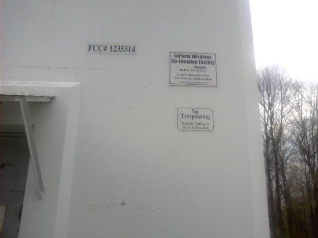 Signs on Laporte tower