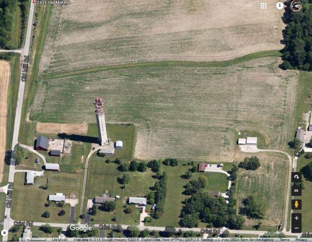 Aerial view of former concrete tower from Google